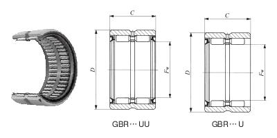 英制滚针轴承，带密封GBR 182620UU图纸