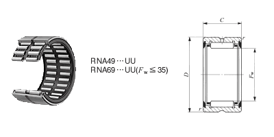 滚针轴承，带密封RNA 4910UU图纸