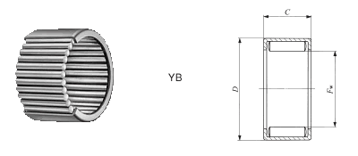 英制冲压外圈滚针轴承YB34图纸