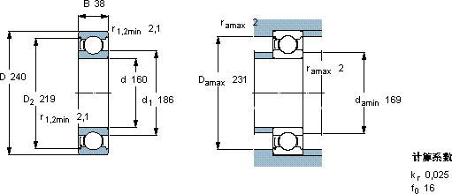 SKF6032-Z轴承图纸