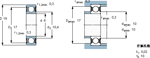 SKF619/8-2RS1轴承图纸