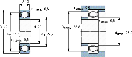 SKF6004-2Z/VA208轴承图纸