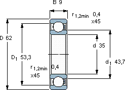 SKF16007/HR11TN轴承图纸