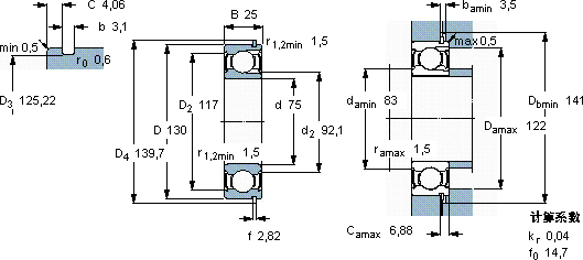 SKF215-2ZNR轴承图纸