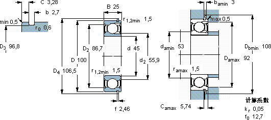 SKF309-2ZNR轴承图纸