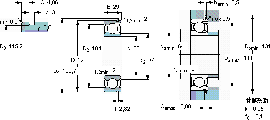 SKF311-2ZNR轴承图纸