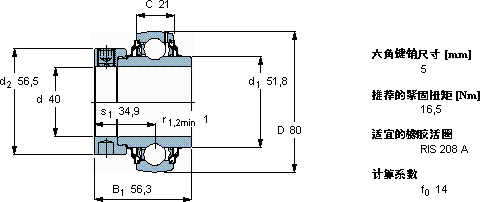SKFYEL 208-2RF/W64轴承图纸
