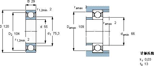 SKF6311-2Z *轴承图纸