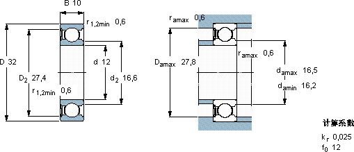 SKF6201-RSH *轴承图纸