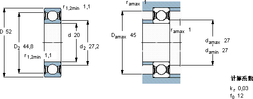 SKF6304-2RSH *轴承图纸