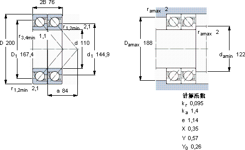 SKF2 x 7222 BECBY轴承图纸