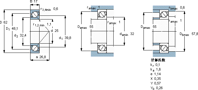 SKF7305 BECBM *轴承图纸
