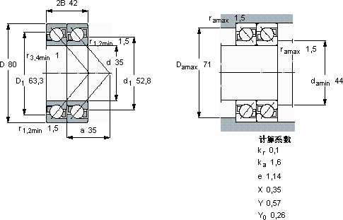 SKF2 x 7307 BECBP *轴承图纸