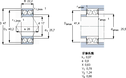 SKF3303 A-2ZTN9/MT33轴承图纸