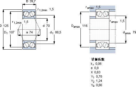 SKF3214 A轴承图纸