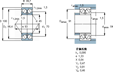 SKF3309 DMA轴承图纸
