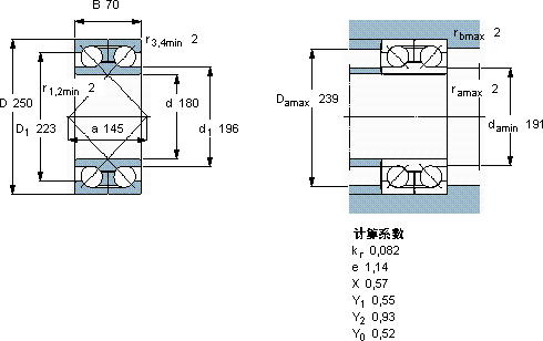 SKF305455 B轴承图纸