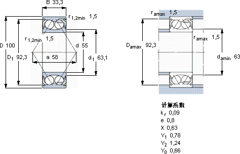 SKF5211 E-2Z轴承图纸