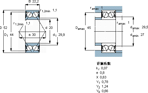SKF3304 A-2RS1TN9/MT33 *轴承图纸