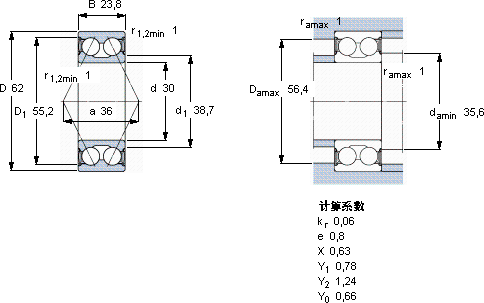 SKF3206 A-2RS1/MT33 *轴承图纸
