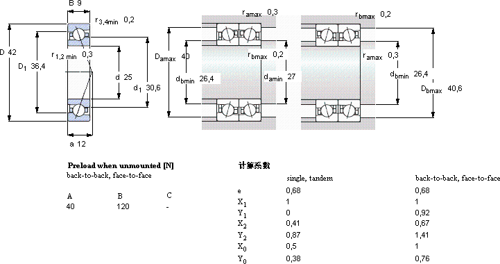 SKF71905 ACE/HCP4A轴承图纸