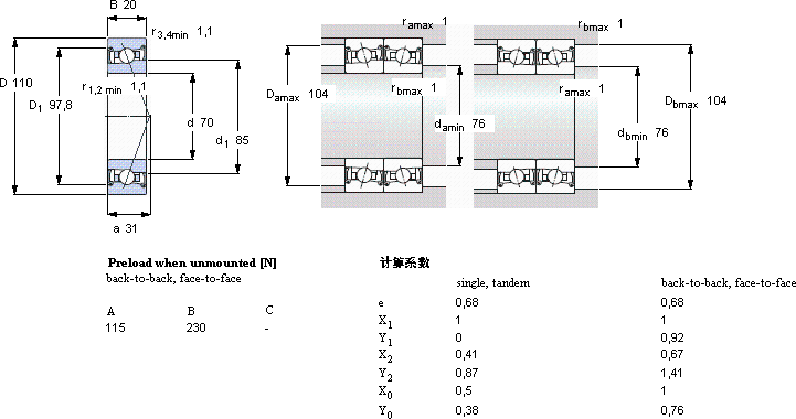 SKFSC7014 DB/P7轴承图纸