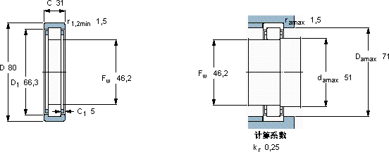 SKFRNU 2307 ECP *轴承图纸