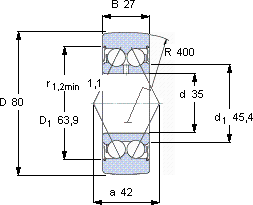 SKF305807 C-2Z轴承图纸
