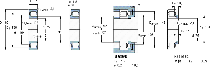 SKFNJ 315 ECP *轴承图纸