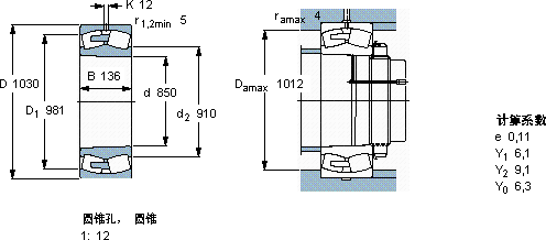 SKF238/850 CAKMA/W20轴承图纸