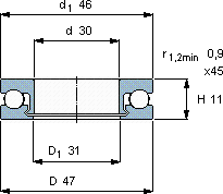 SKF51106 V/HR11T1轴承图纸