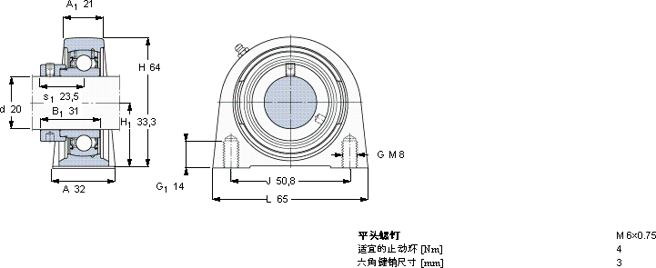 SKFSYF 20 FM轴承图纸