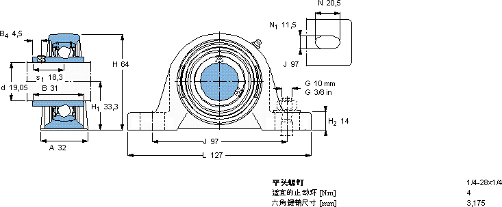 SKFSY 3/4 TF/AH轴承图纸