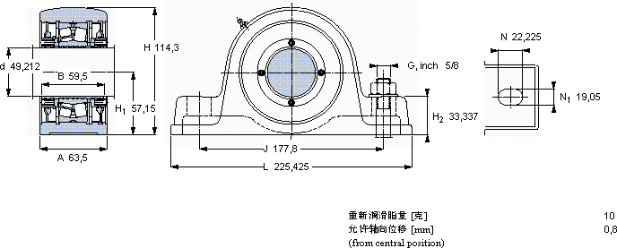 SKFSYE 1.15/16 N轴承图纸