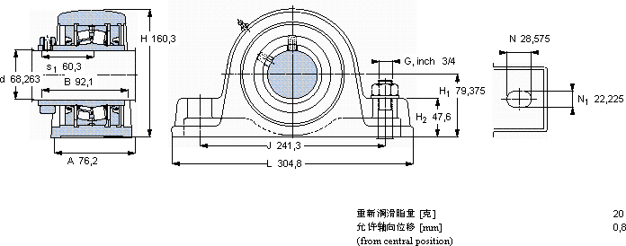 SKFSYE 2.11/16-3轴承图纸