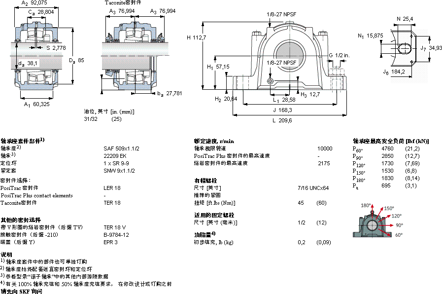 SKFSAF 22509x1.1/2轴承图纸