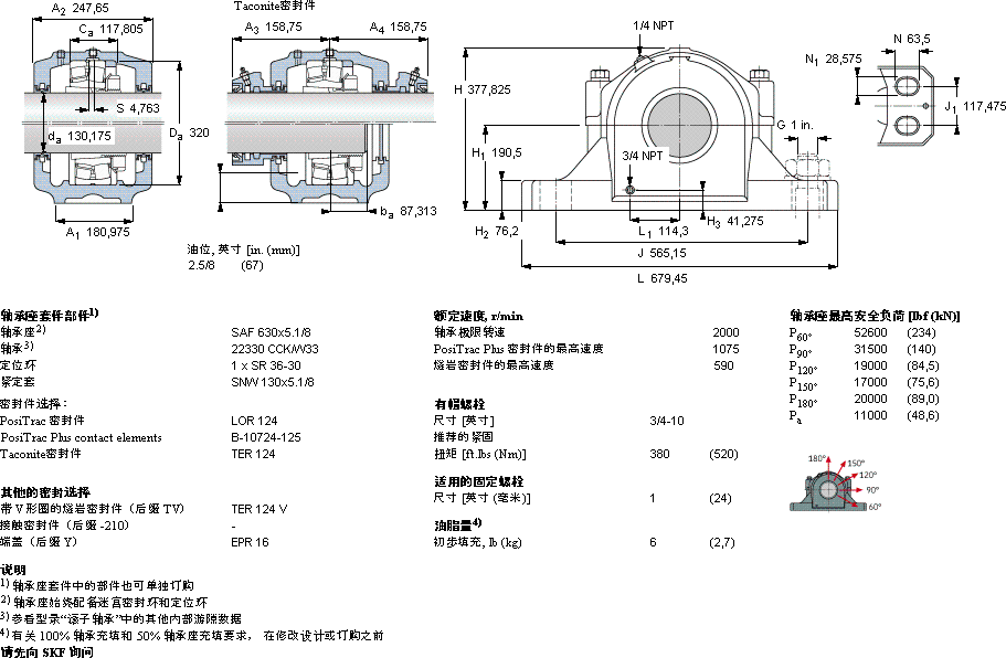 SKFSAF 22630x5.1/8轴承图纸