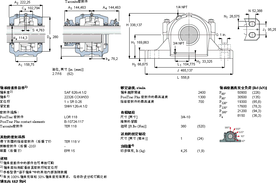 SKFSAF 22626x4.1/2轴承图纸