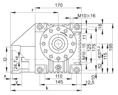 INA齿轮箱 GEtr-63-SCHN-130/165-PF-i, 带导向键连接的驱动轴，中心距离 a0 = 63 mm