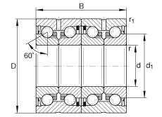 INA推力角接触球轴承 ZKLN3062-2RS-2AP, 配对，双向，两侧唇密封