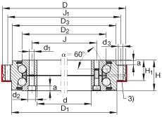 INA推力角接触球轴承 ZKLDF325, 双向，螺钉安装，两侧带密封盖