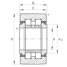 INA支撑型滚轮 PWtr3072-2RS, 满装滚子，轴向引导，两侧唇密封