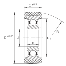 INA滚轮 KLRU08X28X11-2Z, 带塑料箍，两侧密封