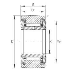 INA支撑型滚轮 NAtr5-PP, 轴向引导，两侧用推力滑动垫圈