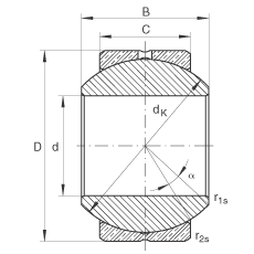 INA关节轴承 GE5-PB, 根据 DIN ISO 12 240-1 标准，尺寸系列 K，需维护