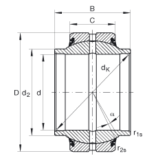 INA关节轴承 GE35-HO-2RS, 根据 DIN ISO 12 240-1 标准, 需维护，两侧唇密封