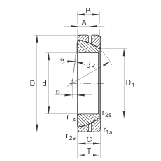 INA角接触关节轴承 GE70-SX, 根据 DIN ISO 12 240-2 标准，需维护