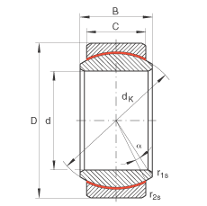 INA关节轴承 GE6-UK, 根据 DIN ISO 12 240-1 标准，免维护