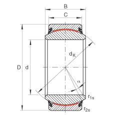 INA关节轴承 GE25-UK-2RS, 根据 DIN ISO 12 240-1 标准, 免维护，两侧唇密封