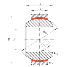 INA关节轴承 GE25-FW, 根据 DIN ISO 12 240-1 标准，免维护